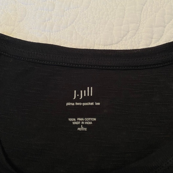 J. Jill Pima Two-Pocket Black Tee Top - L - Picture 4 of 12